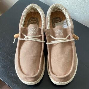Hey Dude Men's Tan Canvas Wally Slip-On Loafers